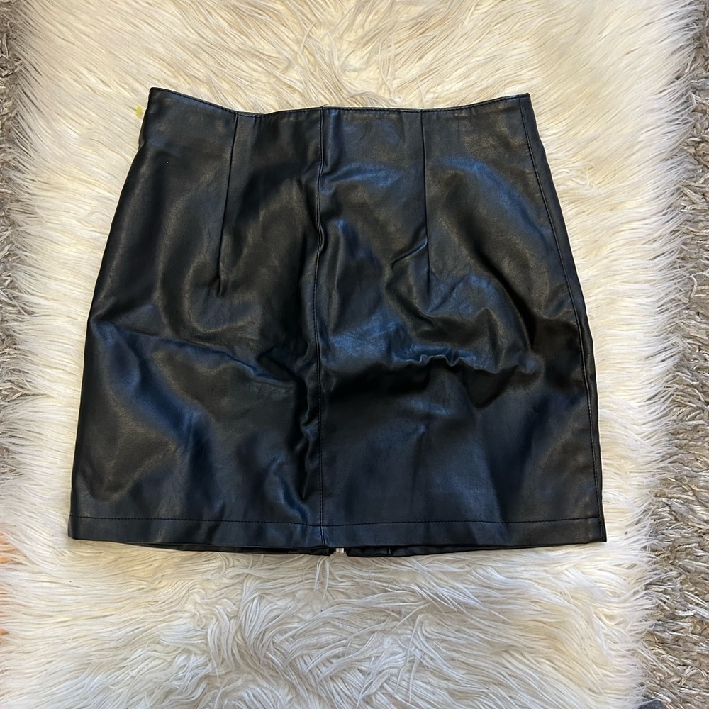 Black Studded Faux Leather Mini Skirt - Picture 3 of 3